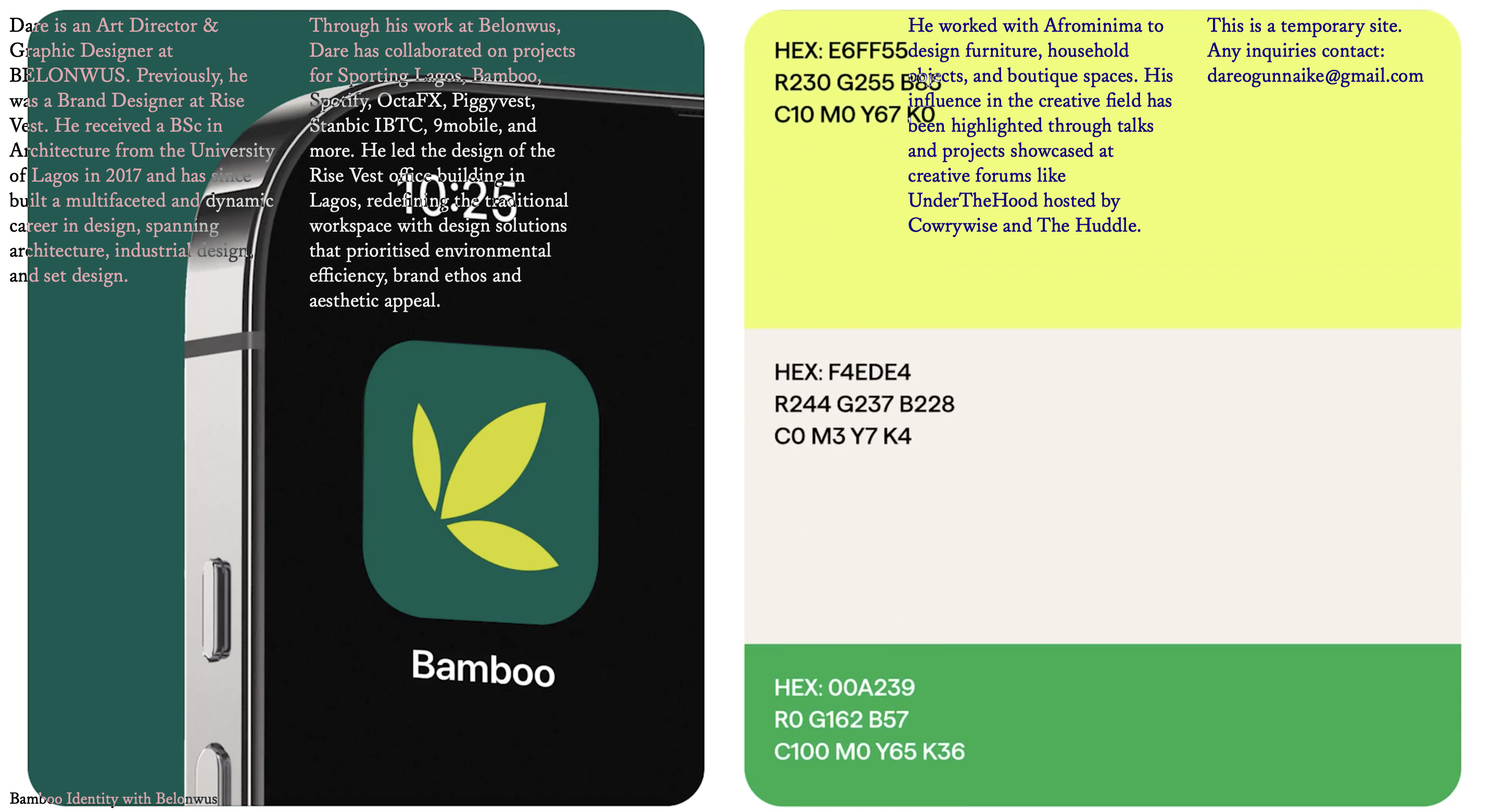 Screenshot of Dare Ogunnaike project