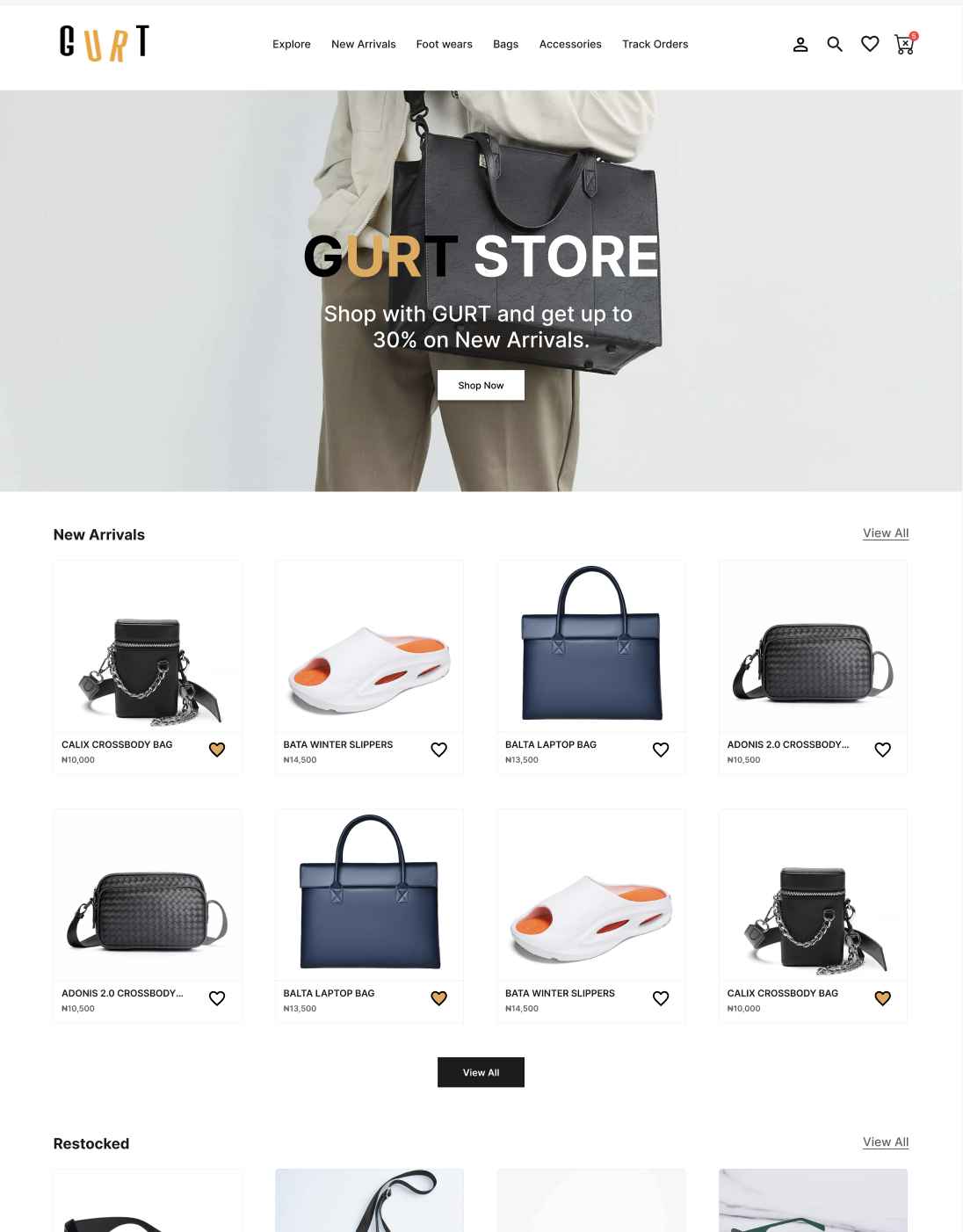 Screenshot of GURT STORES project